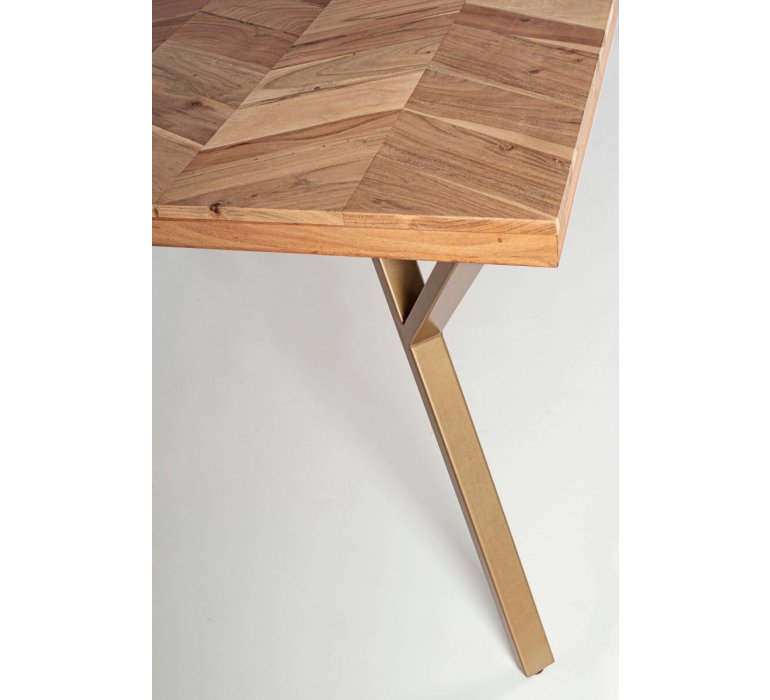 Table à manger en bois massif d'acacia 220 cm motif chevron AXEL