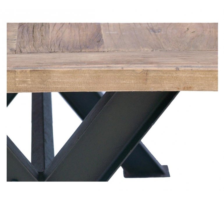 Table à manger industrielle bois massif et métal 200cm DAKOTA