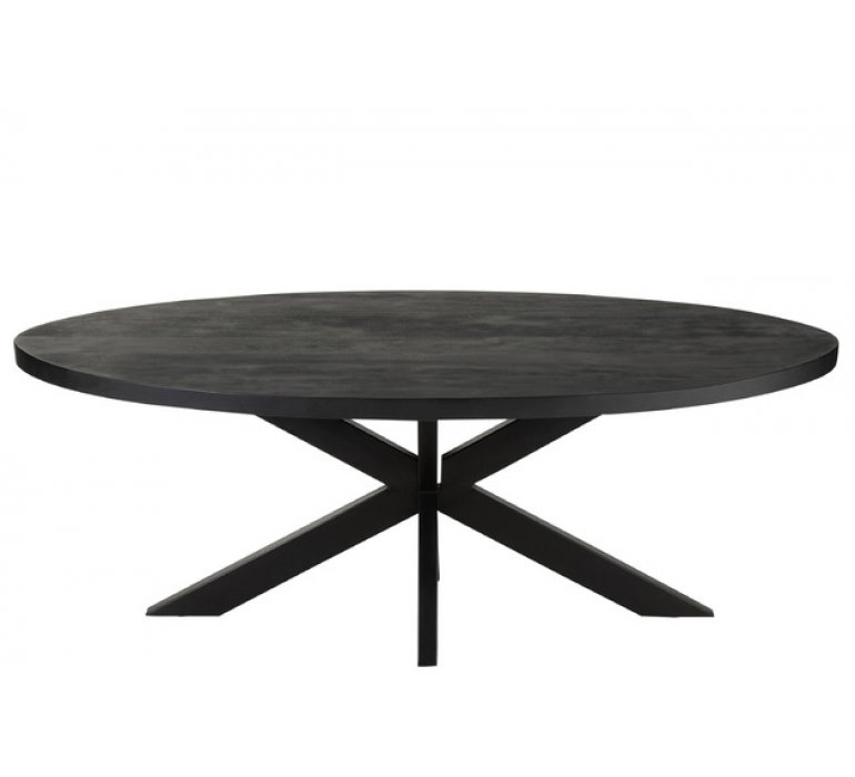 Table à manger ovale en bois d'acacia noir moderne KAMY