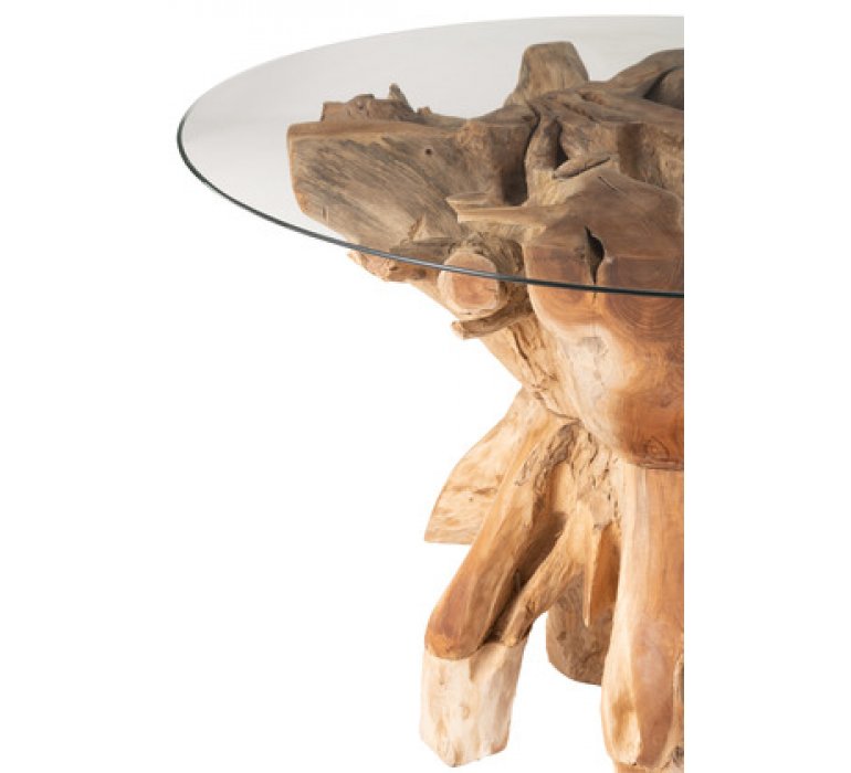 Table à manger ronde en racine de bois massif de teck ROOTED