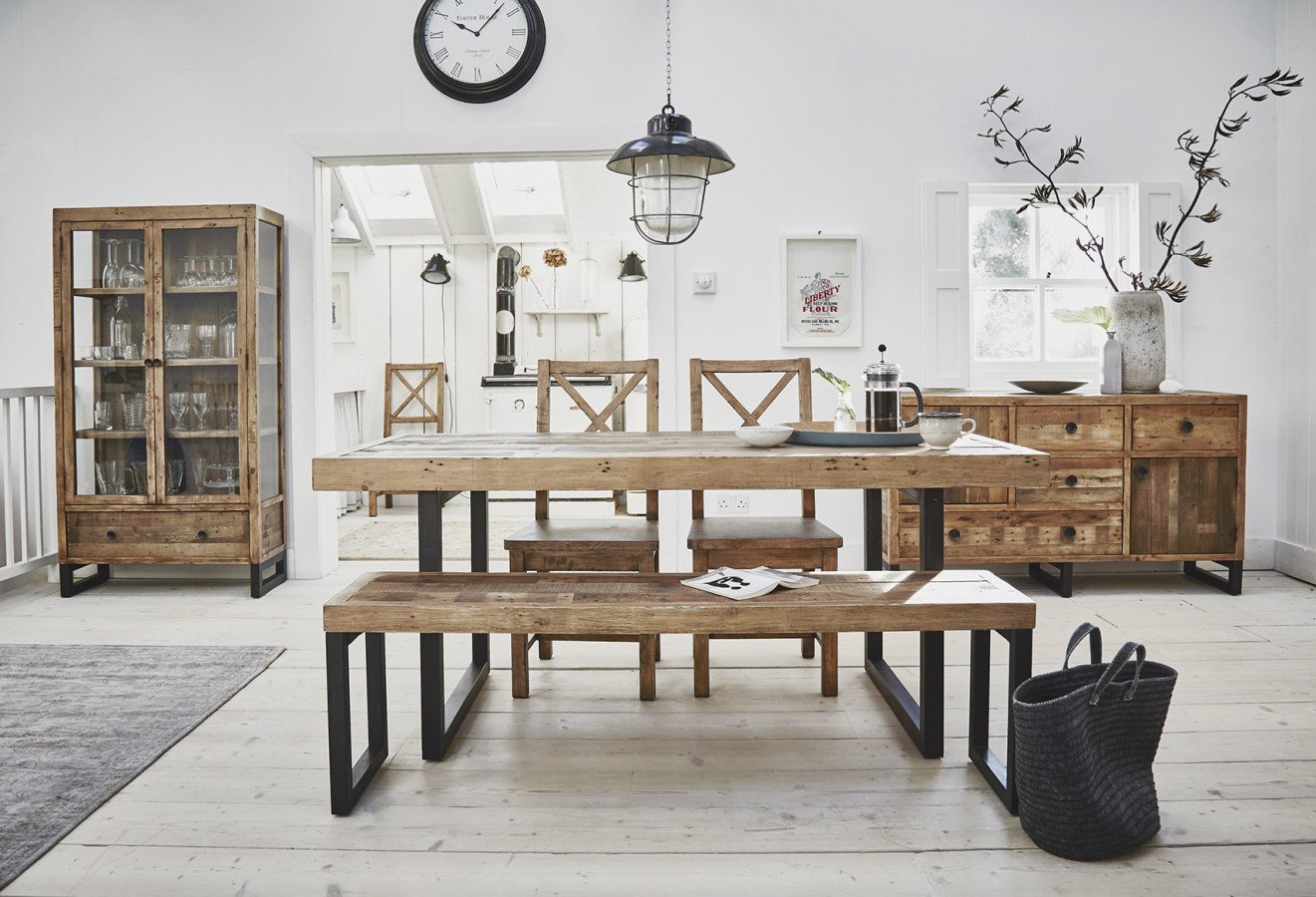 Salle à manger bois massif style industriel BROOKLYN - 2150