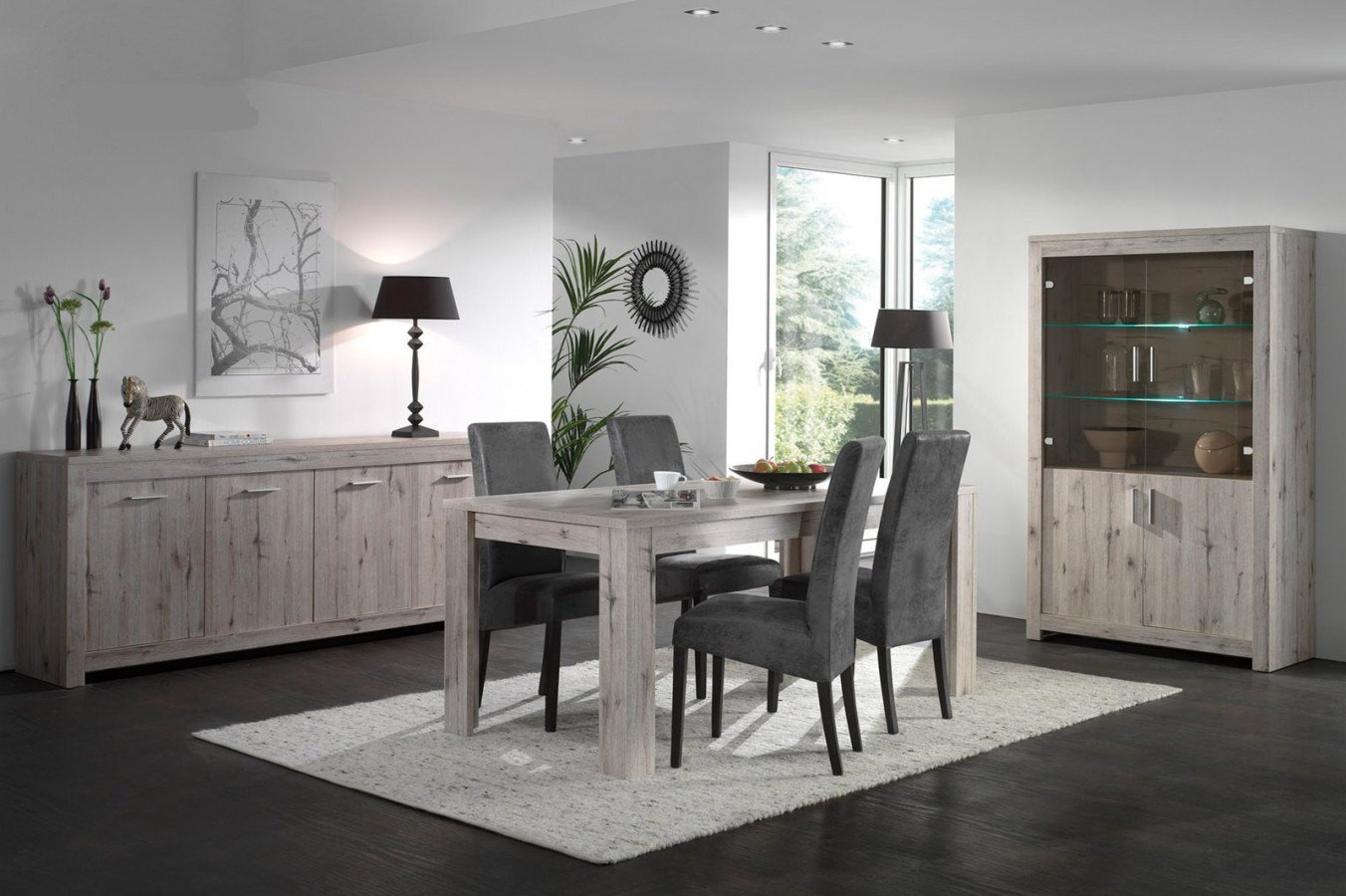 salle à manger style contemporain coloris chêne gris YORIS 969