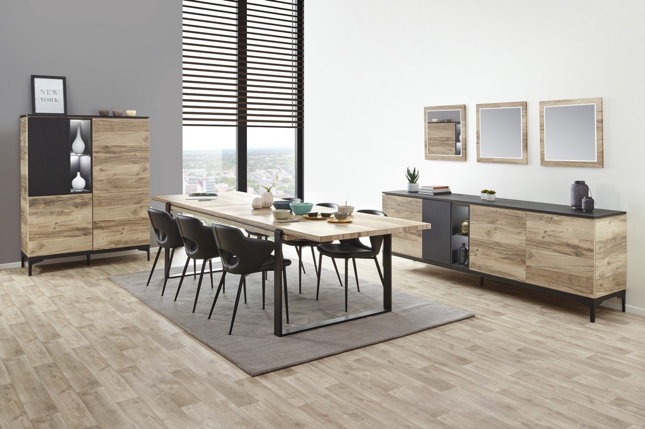 Salle à manger moderne noir et coloris chêne ALLURE 2223