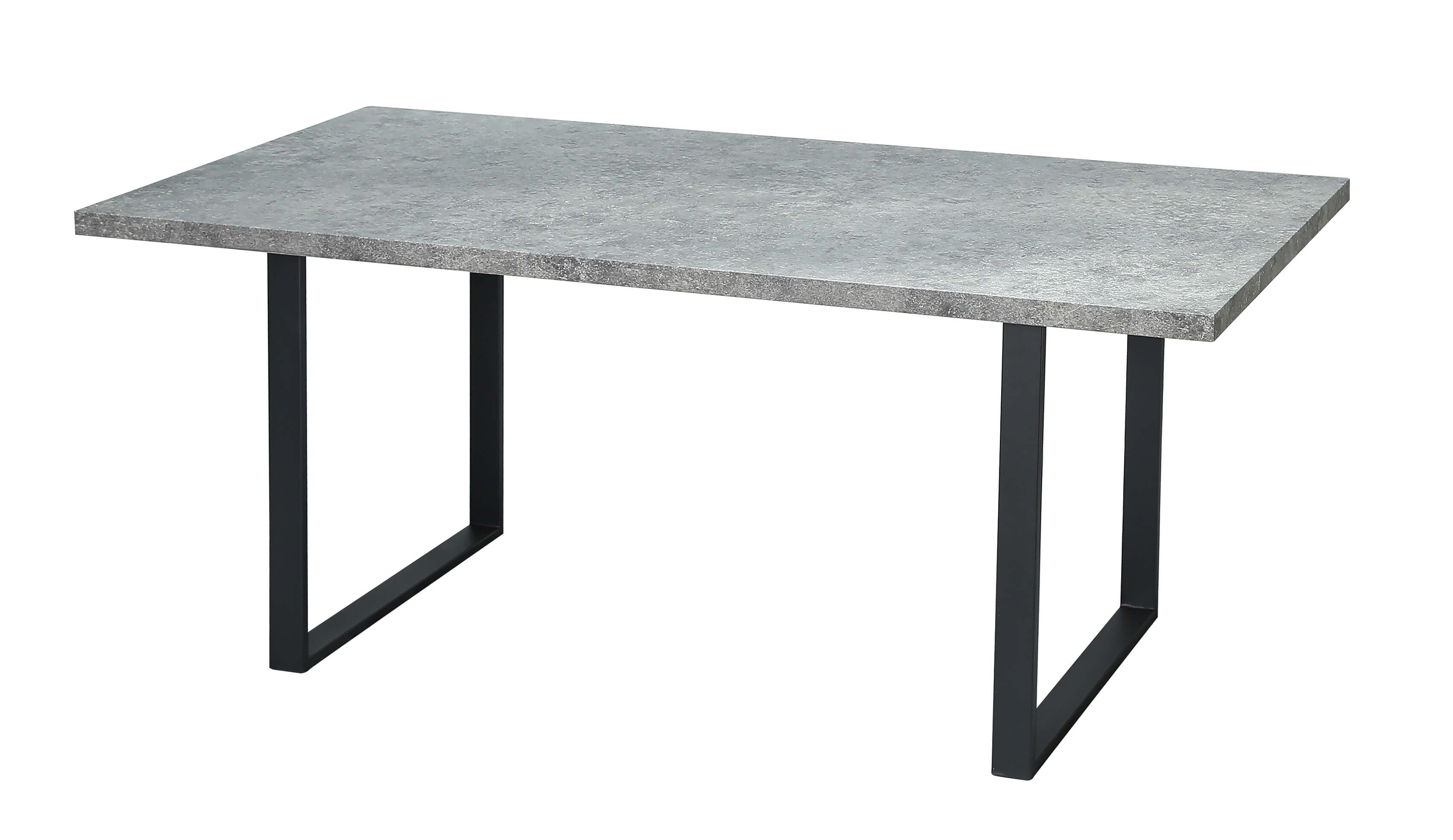 Table Effet Beton Rectangulaire Pietement Noir Evase Stone 2169