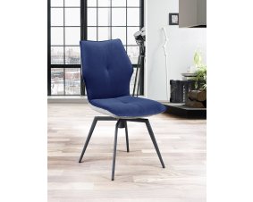 Chaise pivotante velours bleu et tissu moderne PALOMA