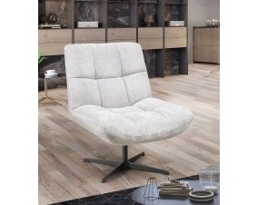 Fauteuil pivotant tissu blanc argent moderne CHARLES