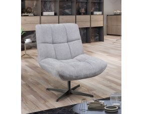 Fauteuil pivotant tissu gris perle moderne CHARLES
