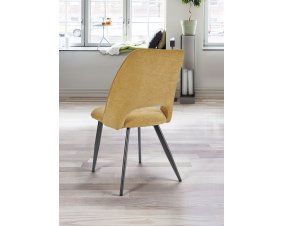 Chaise jaune safran tissu moderne ROXANE
