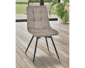 Chaise capitonnée tissu beige moderne ANGELA