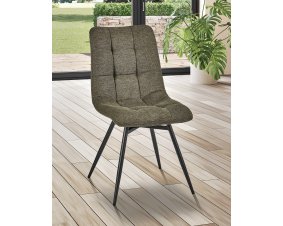 Chaise capitonnée tissu verte moderne ANGELA