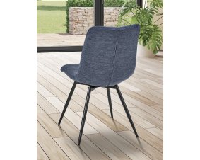 Chaise capitonnée tissu bleu moderne ANGELA