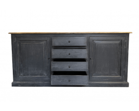 Buffet industriel noir bois massif 190cm LOUISE