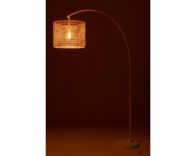 Lampe sur pied bambou et métal blanc 194cm LAURA