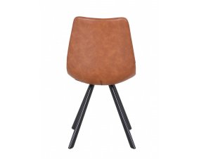 Lot de 2 chaises industrielles camel avec surpiqûres VINTAGE