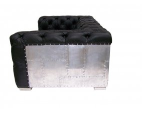 Canapé cuir noir et plaque aluminium moderne LEGENCY