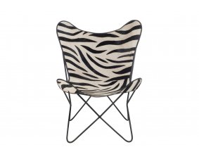 Fauteuil papillon en cuir noir et blanc ZEBRA