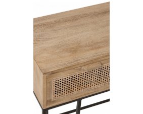 Console bois clair et cannage 3 tiroirs scandinave GÜSS