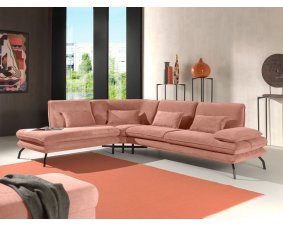 Canapé d'angle en tissu rose CALISTA