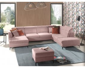Canapé panoramique relax électrique en tissu rose TOKAJ