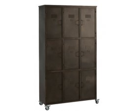 Armoire industrielle en métal anthracite sur roulettes 9 casiers JOEY