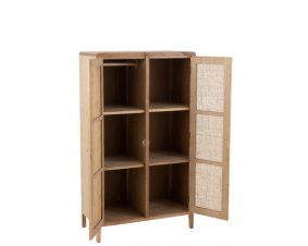 Armoire scandinave en bois naturel et rotin HILDA