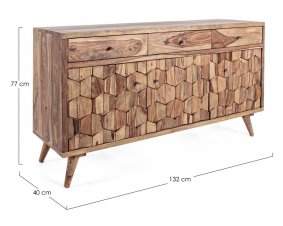 Bahut en bois massif motifs mosaïque style scandinave OSLO