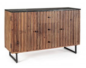 Buffet en bois massif d'acacia 120cm avec plateau en marbre JEAN