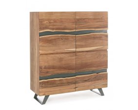 Buffet haut en bois massif d'acacia 4 portes moderne YVAN