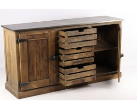 Buffet industriel style frigo bois et zinc 160cm KANSAS