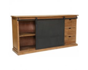 Buffet industriel porte coulissante bois massif et métal 180cm SANTY