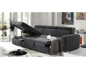 Canapé d'angle convertible tissu anthracite moderne LAGIO