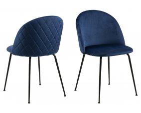 Lot de 2 chaises capitonnées design velours bleu PRESTANCE