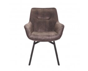 Chaise capitonnée pivotante velours marron MELINE
