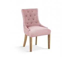 Lot de 2 chaises capitonnées tissu rose CONSTANCE 