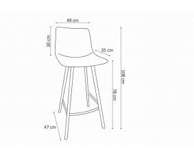 Lot de 2 chaises de bar marron assise H 78cm SOLEN