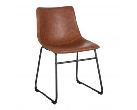 Chaise vintage simili cuir marron avec surpiqûres (lot de 2) JAKE