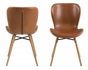 Chaise scandinave moderne bois et marron ( lot de 2) KRYSTEN