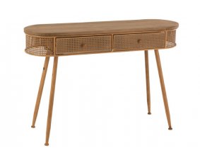 Console en cannage métal et bois moderne 120cm JOHN