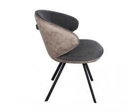 Lot de 2 chaises modernes en tissu gris et simili cuir brun GRAPHITE