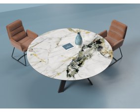 Table ronde céramique extensible effet marbre JULIE