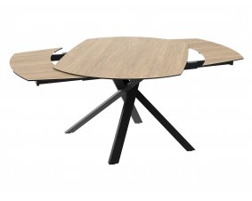 Table céramique avec allonges effet bois chêne clair KHEOPS