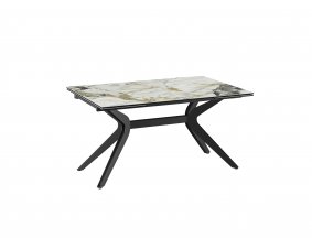 Table céramique brillante marbrée blanche extensible IMPULSION