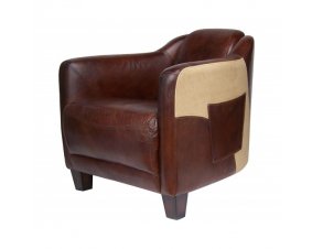 Fauteuil cigare cuir marron avec poche HORSE