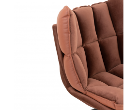 Fauteuil pivotant réversible velours et similicuir cognac JEY