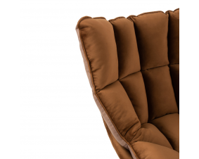 Fauteuil pivotant réversible velours et tissu marron JEY