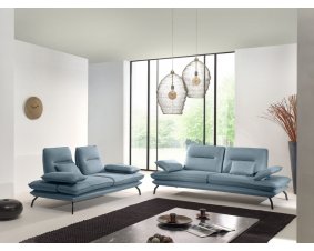 Canapé 2 places moderne en tissu bleu DELIA