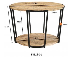 Table basse ronde industrielle bois et métal 70cm MIRAGE