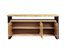 Buffet industriel bois massif d'acacia effet tronc 180cm LOUANE 