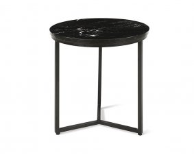 Table d'appoint ronde design en marbre et métal noir DENIZ