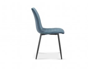 Lot de 2 chaises matelassées moderne en velours bleu LAURE